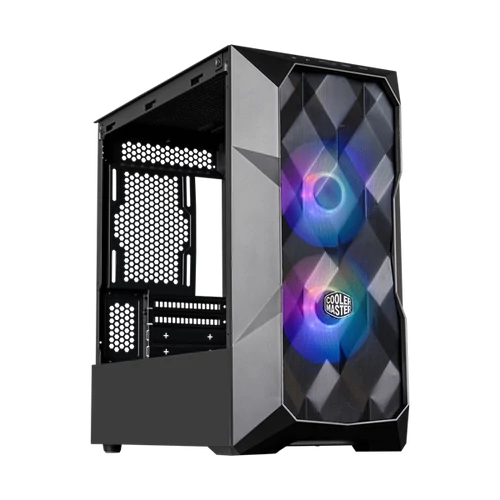 COOLER MASTER Ház Micro ATX MasterBox TD300 MESH, 2db ARGB Ventilátorral, Tápegység nélkül, Edzett Üveg, fekete Cooler Master