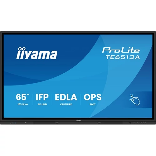 iiyama touch IPS monitor, 64,5", 3840 x 2160, 16:9, 450cd, 8ms, 1200:1, HDMIx3 / DP / USB-Cx2 / USBx5 / RJ45x2 / RS-232C Iiyama