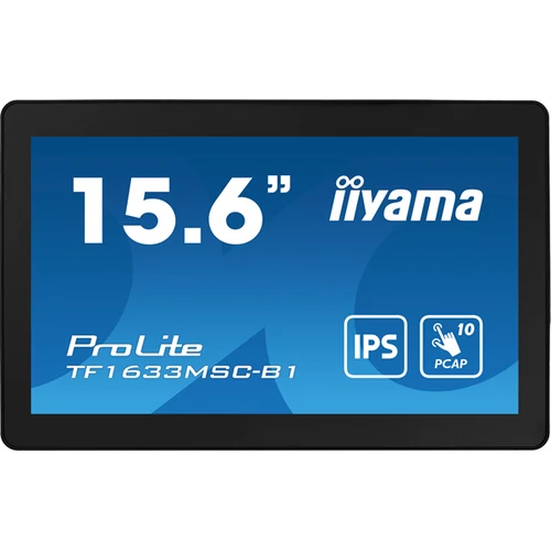 iiyama touch monitor, 15,6", 1920 x 1080, 16:9, 450cd, 5ms, 1000:1, HDMI / DP TF1633MSC-B1 Iiyama