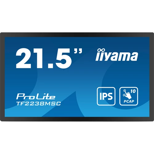 IIYAMA touch IPS monitor 21.5" TF2238MSC-B1, 1920x1080, 16:9, 525cd / m2, 5ms, DP / HDMI / /USB, hangszóró,  open frame Iiyama