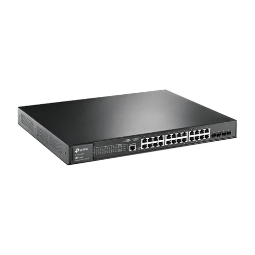 TP-LINK Switch 24x1000Mbps (24xPOE + ) + 4x1Gigabit SFP+ + 2xkonzol port, Menedzselhető, TL-SG3428MP