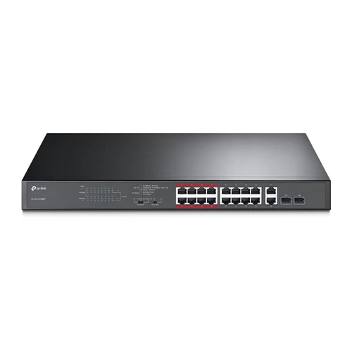 TP-LINK Switch 16x100Mbps (16xPOE + ) + 2x1000Mbps + 2xGigabit kombó SFP, TL-SL1218MP