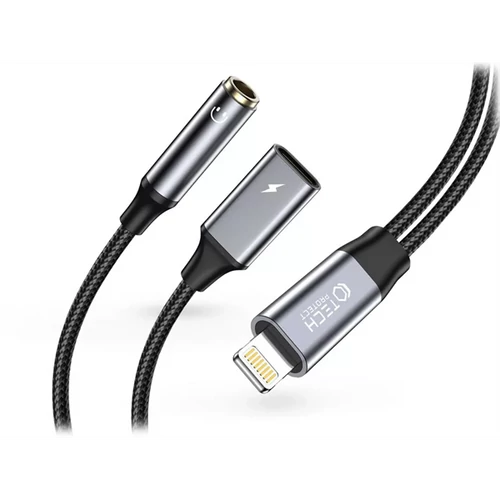 TECH-PROTECT LIGHTNING - 3,5 MM JACK + LIGHTNING ADAPTER, FEKETE / SZÜRKE TECH-PROTECT