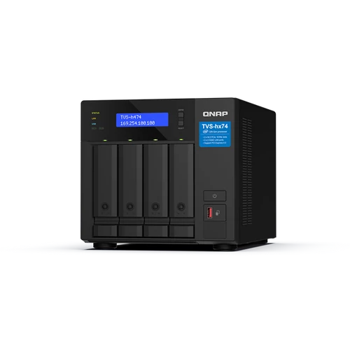QNAP NAS 4 fiókos TVS-h474-PT-8G Pentium® Gold G7400 2x3,7GHz, 8GB DDR4 RAM, 422.5G / 1G / 100M, HDMI 1.4b QNAP