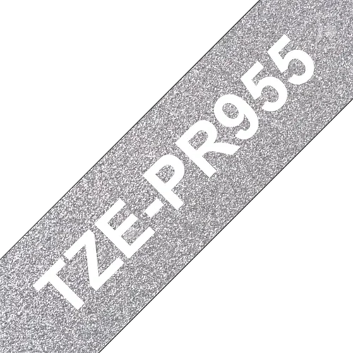 BROTHER Prémium feliratozó szalag TZEPR955, Ezüst alapon fehér szalag, 24 mm széles, 8m Brother