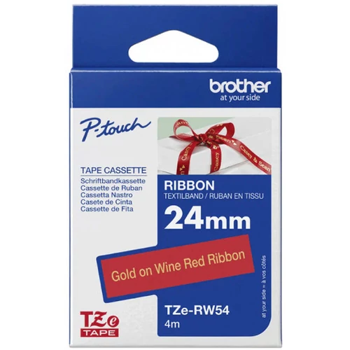 Brother textil szalag TZE-RW54, Bordó alapon arany, 24mm, 4m Brother