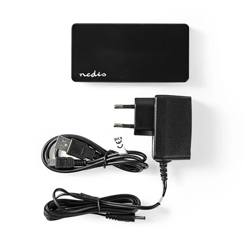 Nedis UHUBU2730BK aktív 7 portos USB HUB, USB 2.0, 5V táp NEDIS