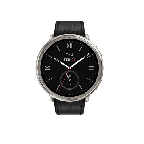 Amazfit Active 2 NFC (Round) Black Leather + Red Silicone strap