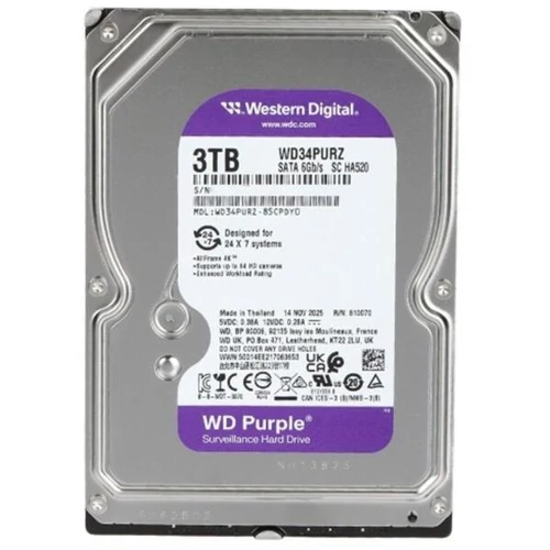 WESTERN DIGITAL 3.5" HDD SATA-III 3TB 5400rpm 128MB Cache, CAVIAR Purple Western Digital