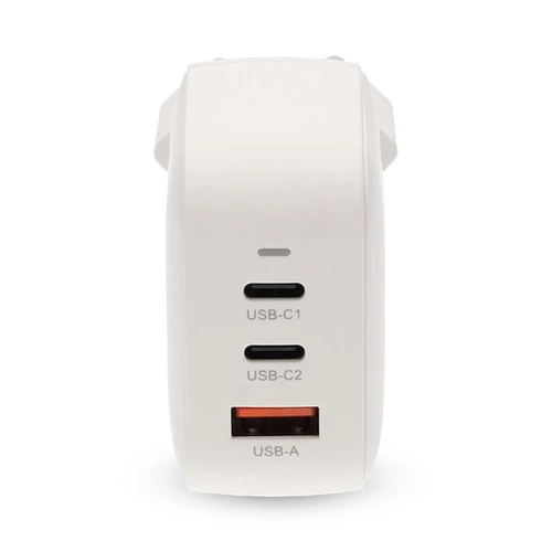 Nedis WGCHA70WWT töltő 70 W, GaN, PD3.0, QC 1,5 / 2,25 / 2,5 / 3,0 / 3,5 A, Kimenetek száma: 3, USB-A / 2x USB-C, fehér NEDIS