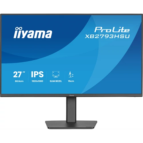 IIYAMA ProLite monitor, IPS, 27", 1920x1080, 16:9, 350 cd / m˛, 1ms, 1500:1, HDMI / DisplayPort / USB Iiyama