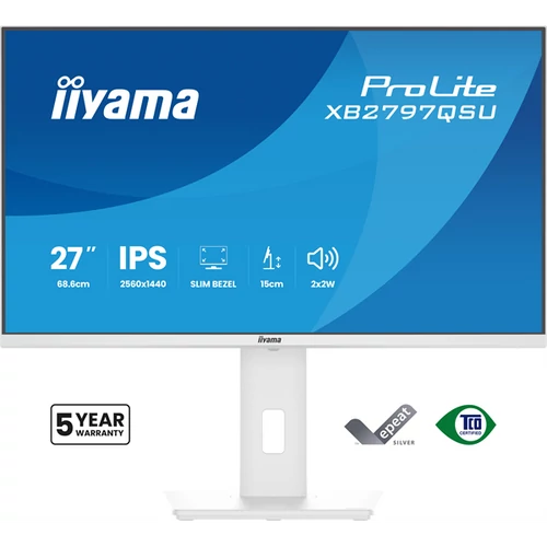 IIYAMA ProLite monitor, IPS, 27", 2560x1440, 16:9, 350 cd / m˛, 1ms, 1000:1, HDMI / DisplayPort / USB, fehér Iiyama
