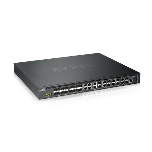 ZYXEL Switch (28 port) 4xLAN(10Gbps) + 8xGigabit kombó SFP+ 16xGigabit SFP+ Fémházas Menedzselhető (28x10GbE port), XS38