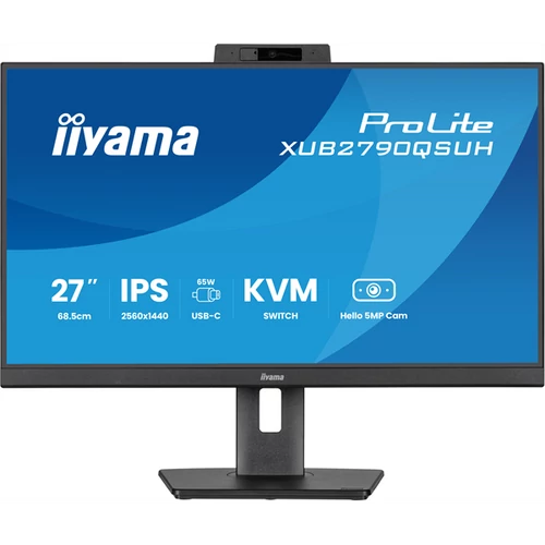 IIYAMA ProLite monitor, IPS, 27", 2560x1440, 16:9, 350 cd / m˛, 4ms, 1000:1, HDMI / DisplayPort / USB-C, Iiyama