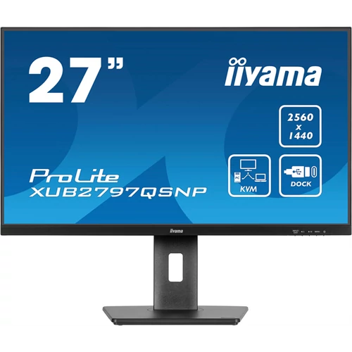 IIYAMA ProLite monitor, IPS, 27", 2560x1440, 16:9, 300 cd / m˛, 1ms, 1300:1, HDMI / DisplayPort / USB-C / RJ45 Iiyama