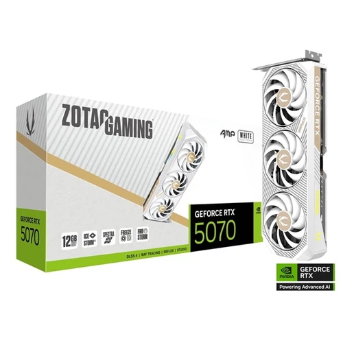 ZOTAC Videokártya PCI-Ex16x nVIDIA RTX 5070 AMP WHITE 12GB GDDR7 ZOTAC