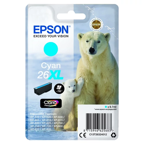 Epson T2632 Patron Cyan 9,7ml 26XL (Eredeti)