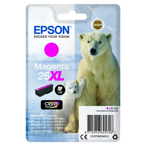 Epson T2633 Patron Magenta 9,7ml 26XL (Eredeti)