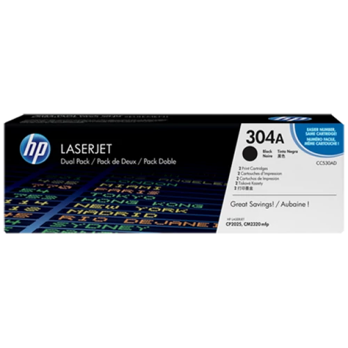 HP CC530AD Toner Black 2x3,5k No.304AD (Eredeti)