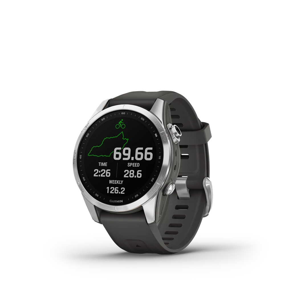 Garmin fenix 7s silver grafit színű szilikon szíjjal