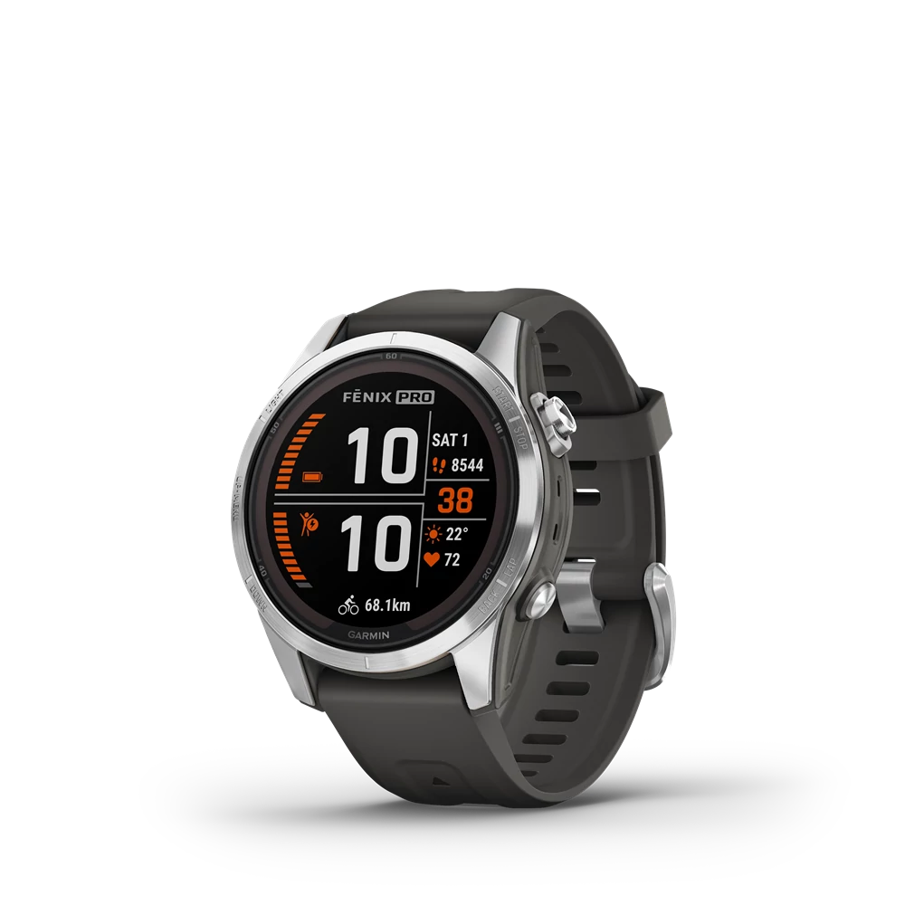 Garmin fenix 7s pro solar silver w / graphite silicone band