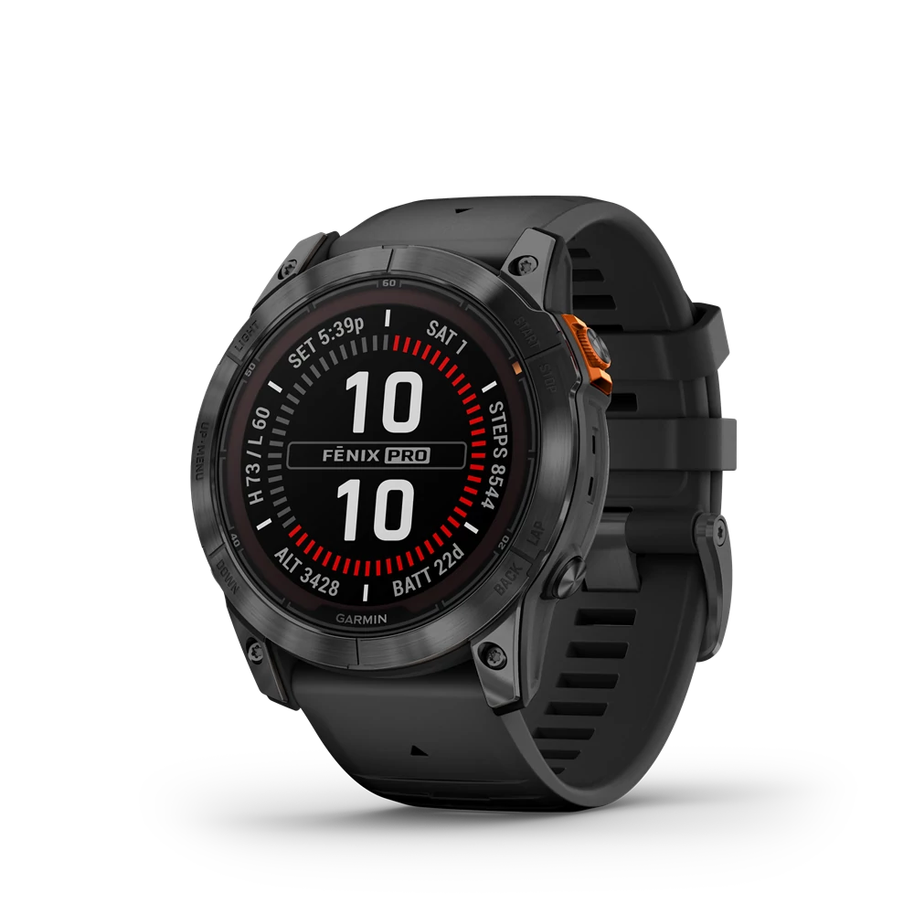 Garmin fenix 7x pro solar gray w / black silicone band