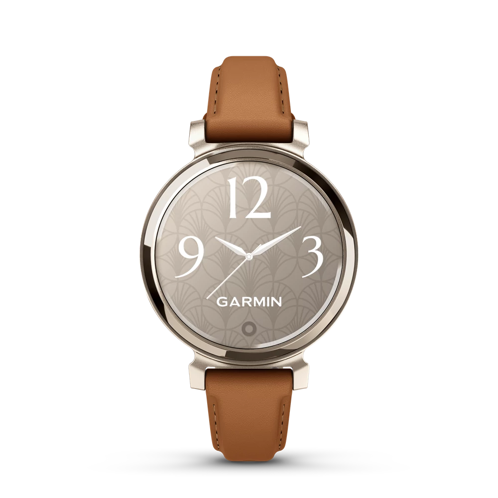 Garmin lily 2 classic, cream gold w brown leather strap