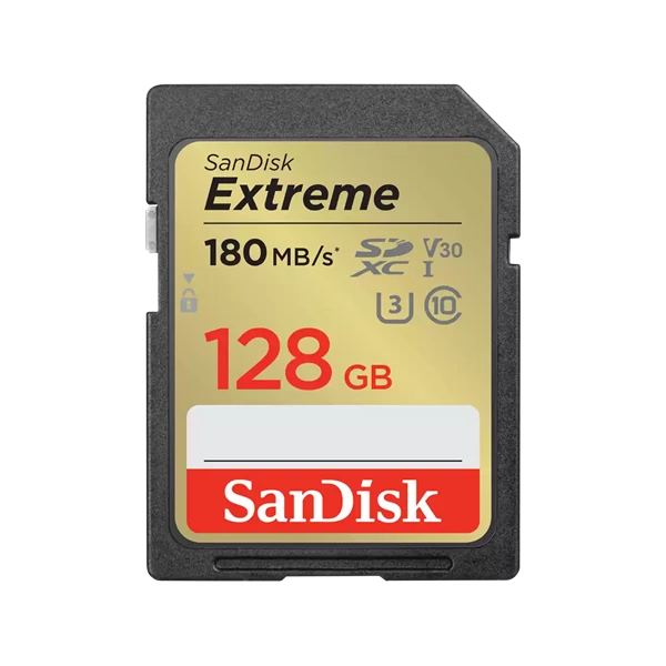 SANDISK 121580, SDXC EXTREME KÁRTYA 128GB, 180 / 90 MB / s , UHS-I, Class 10, U3, V30