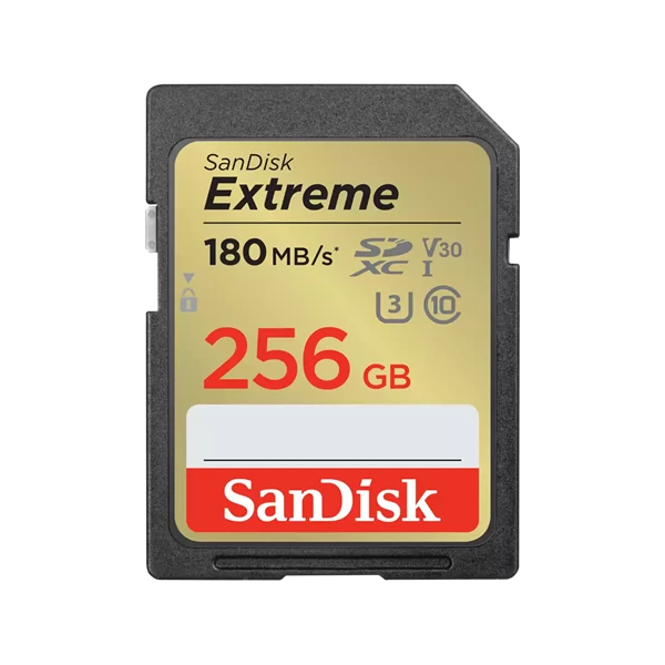 SANDISK 121581, SDXC EXTREME KÁRTYA 256GB, 180 / 130 MB / s , UHS-I, Class 10, U3, V30