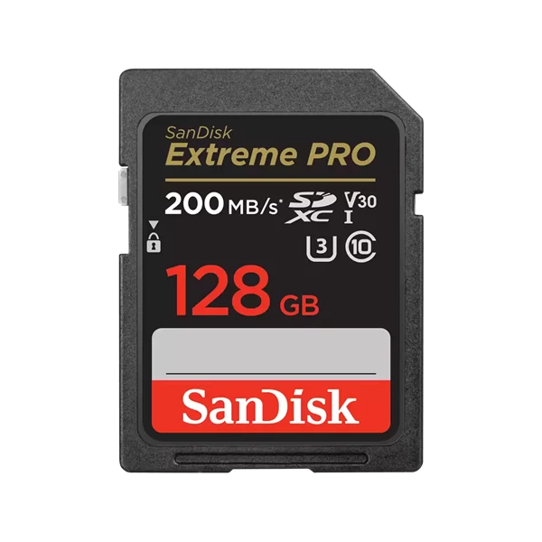 SANDISK 121596, SDXC EXTREME PRO KÁRTYA 128GB, 200 / 90 MB / s , UHS-I, Class 10, U3, V30