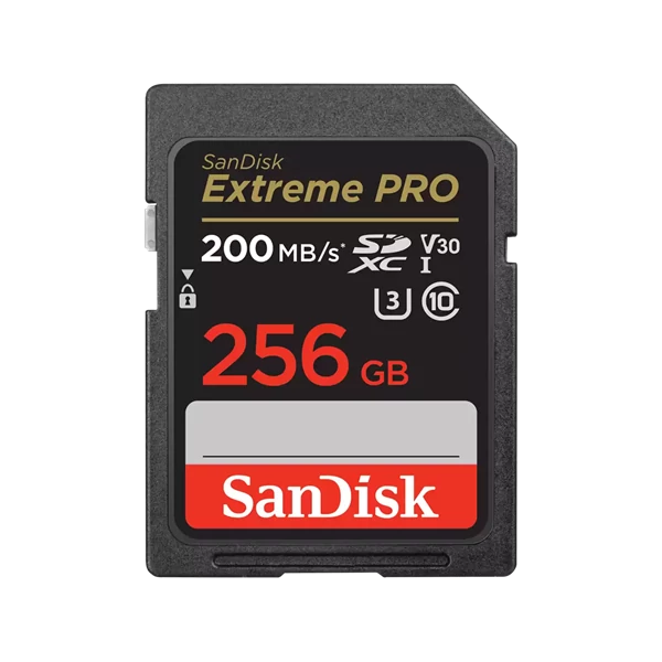 SANDISK 121597, SDXC EXTREME PRO KÁRTYA 256GB, 200 / 140 MB / s , UHS-I, Class 10, U3, V30