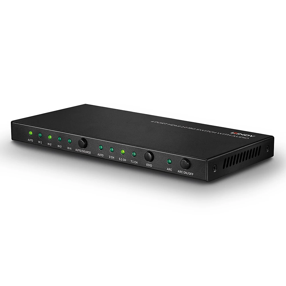 LINDY 4 Port HDMI 2.0 18G Switch with Audio