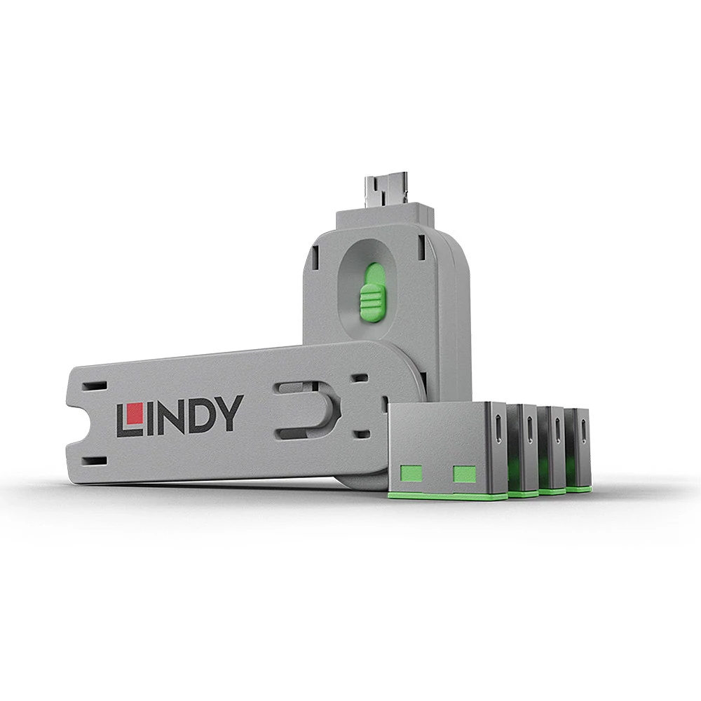 LINDY USB Port Locks 4xGreen+Key