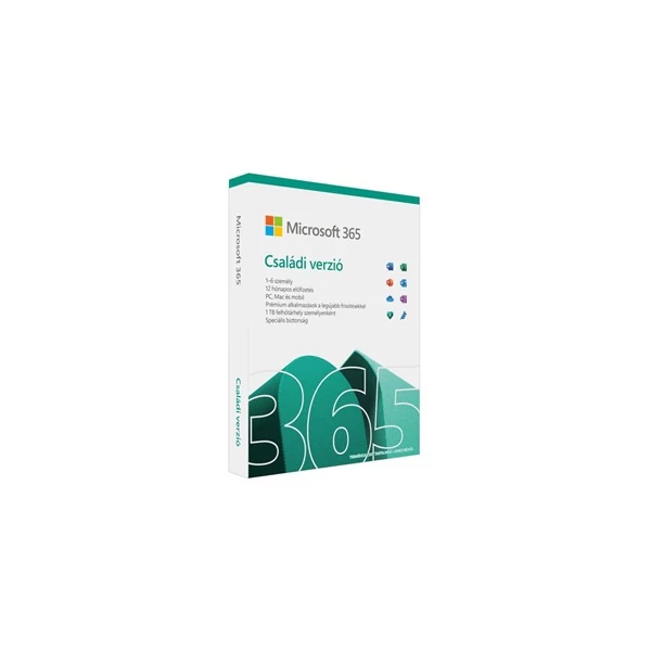 Microsoft 365 Családi verzió, 1 év. Win / MAC FPP BOX Doboz P10 Microsoft