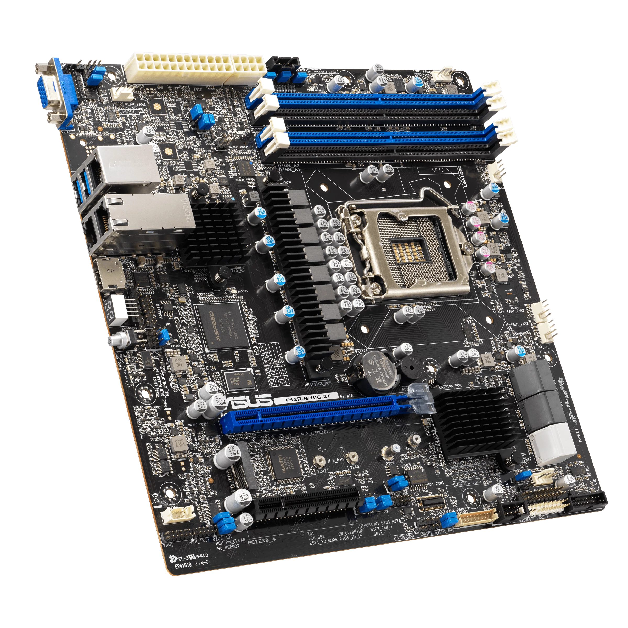 ASUS szerver MB P12R-M LGA1200 Xeon E-2300,4UDIMM,6SATA,1xM.2,2xX710AT2+1Mgmt, m