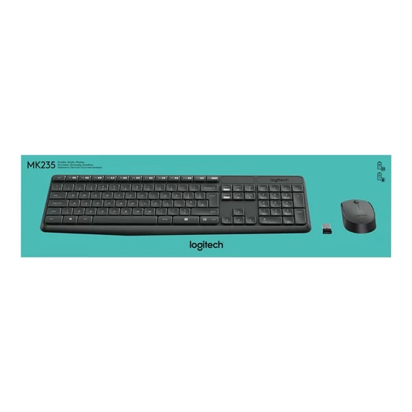 LOGITECH Billentyűzet + egér - MK235 Vezeték Nélküli Combo, US