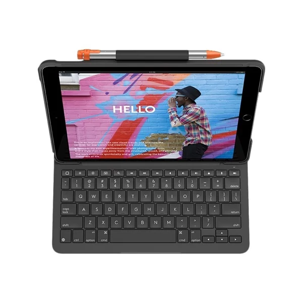 LOGITECH Billentyűzet - Slim Folio Ipad (7, 8 gen.) Grafitszürke, UK