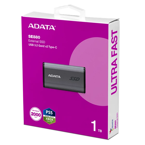 ADATA SSD Külső USB 3.2 1TB SE880 Elite, Szürke ADATA