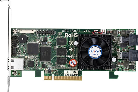 Areca ARC-1883I 8port 12Gb/s SAS RAID PCIe x8 Card, Dual Core ROC, 2GB cache, 2x