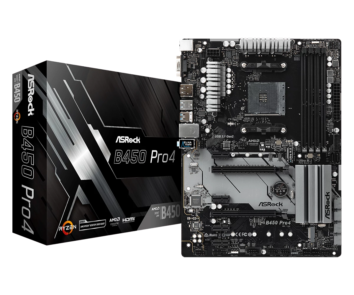 ASRock sAM4 B450 PRO4 R2.0 alaplap