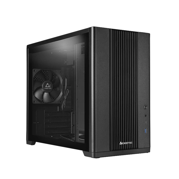 CHIEFTEC Ház UNI BX-10B-OP ATX, Tápegység nélkül, 1db Ventilátorral, USB-C porttal, Edzett üveg oldallap, fekete Chieftec