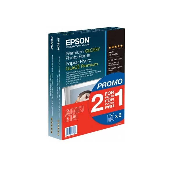 EPSON Premium Glossy Photo Paper - (2 for 1), 100 x 150 mm, 255g / m2, 80 Sheets