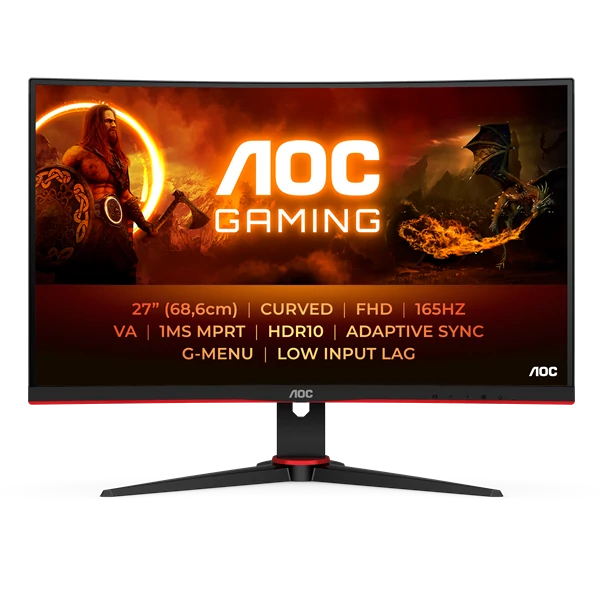 AOC Ívelt Gaming 165Hz VA monitor 27