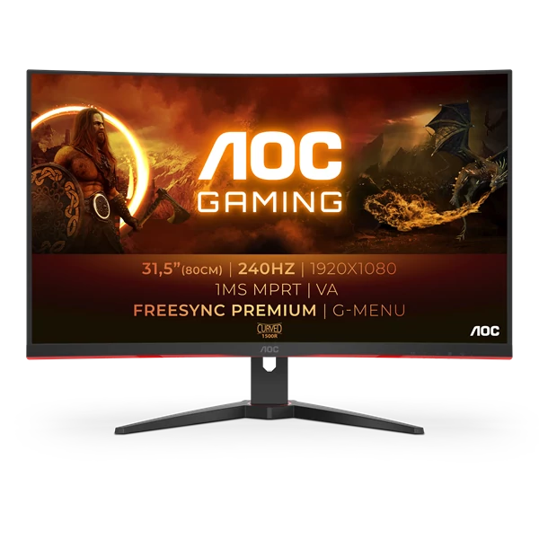 AOC Ívelt Gaming 240Hz VA monitor 31.5