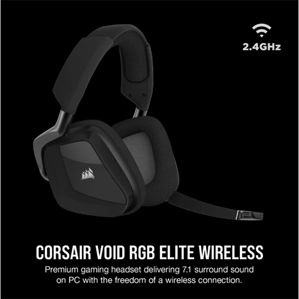 CORSAIR Vezeték Nélküli Headset, VOID RGB ELITE Wireless Premium Gaming, 7.1 Hangzás, RGB, fekete Corsair