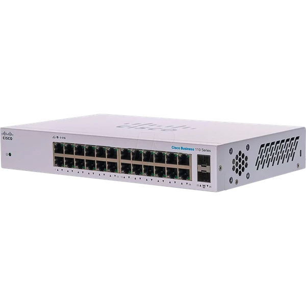 CISCO Switch 24x1000Mbps + 2x1000Mbps SFP, Fémházas, Rackes - CBS110-24T-EU