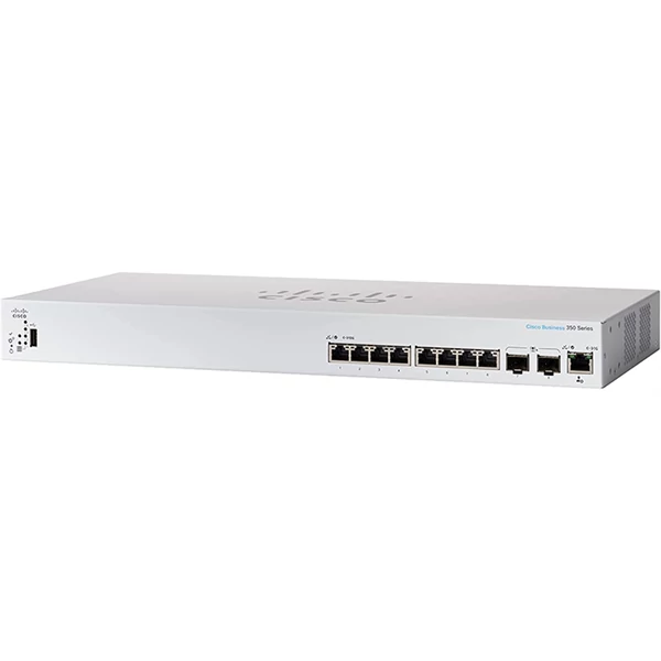 CISCO Switch 8x10000Mbps + 2x10000 SFP+ Kombó, Rackes, Fémházas, Menedzselhető - CBS350-8XT-EU