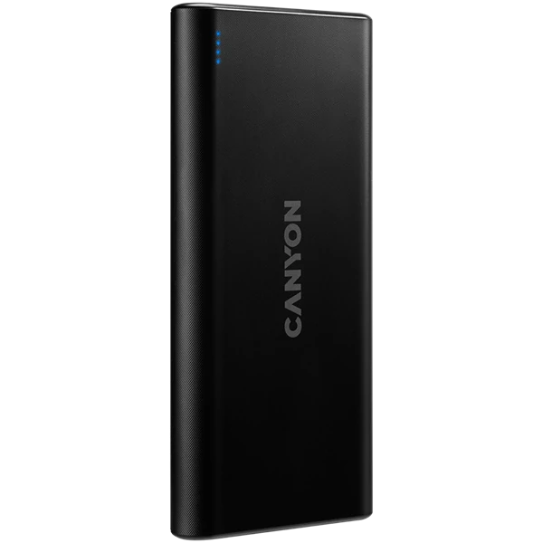 CANYON Powerbank, 10000mAh, USB-C / microUSB Input, 2xUSB Output, 5V-2,1A, fekete - CNE-CPB1006B