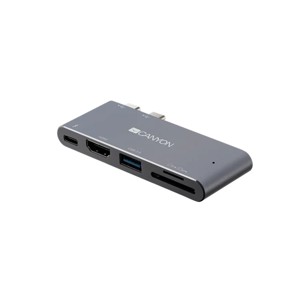 CANYON HUB 5-in-1, Thunderbolt 3, USB3.0, HDMI, SD / TF, szürke - CNS-TDS05DG