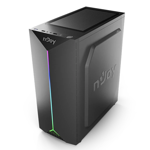 NJOY Ház Midi ATX ANIL Tápegység nélkül, USB2.0 + 3.0, Fekete RGB nJoy